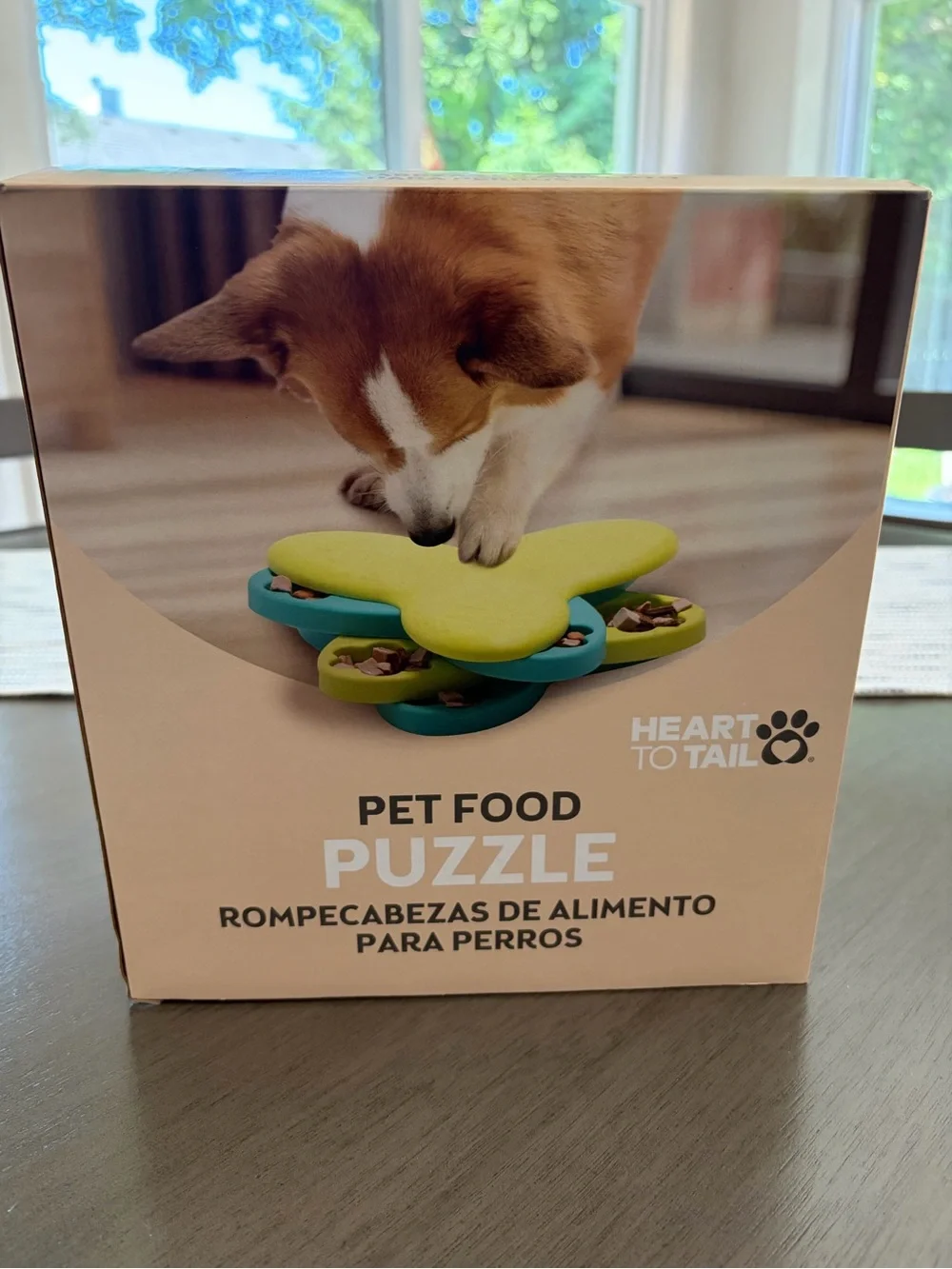 Heart to Tail Pet Food Puzzle - Yellow & Teal Interactive Feeder